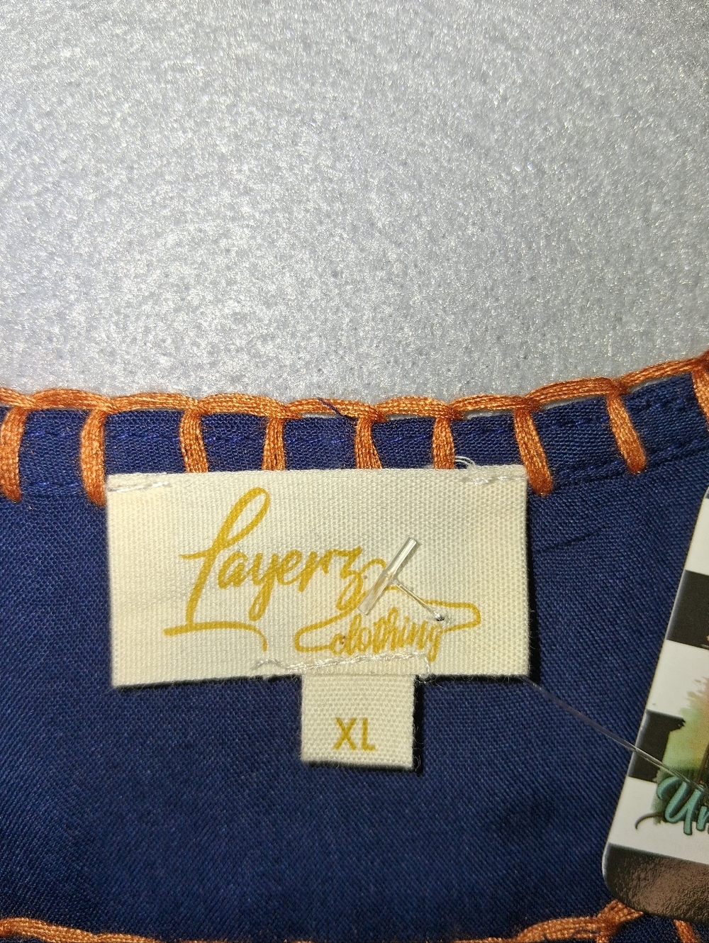 Embroidered Boho Blouse – Navy & Rust Floral (Size XL) NWOT - Picture 4 of 9